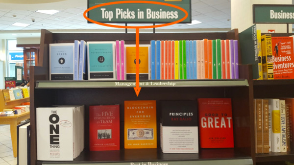 Top picks in Business shelf in a store.